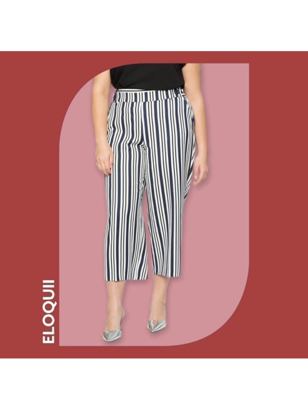 ELOQUII Striped Cropped Pants 18
